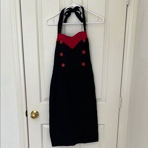 Vintage Pin-up pencil style Black and Red Halter Dress
